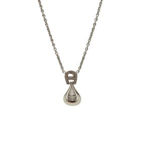Aigner Crystal Studded Logo
  Rhodium Plated Necklace